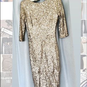 Elegant open back sequence evening dress